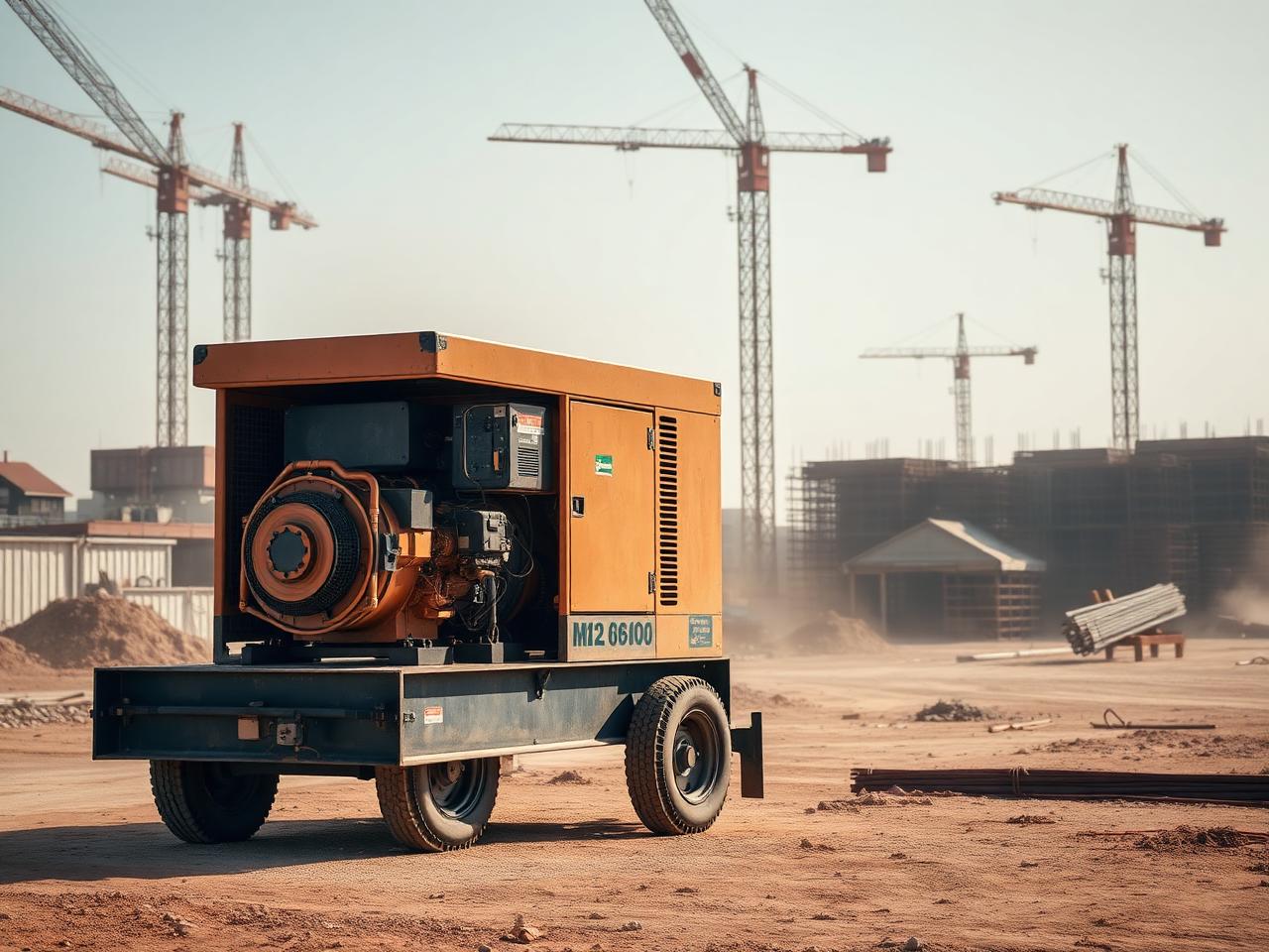Groupe électrogène mobile sur un chantier de construction au Maroc